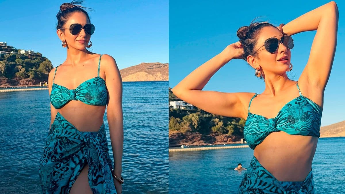 Rakul Preet Singh Ignites Vacation Feeds in a Jaw-Dropping Teal Animal-Print Set: Resort Glam at Its Peak